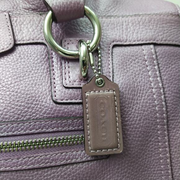 Coach Penelope Purple Pebbled Leather Double Handles Satchel Shoulder Bag - Picture 5 of 16